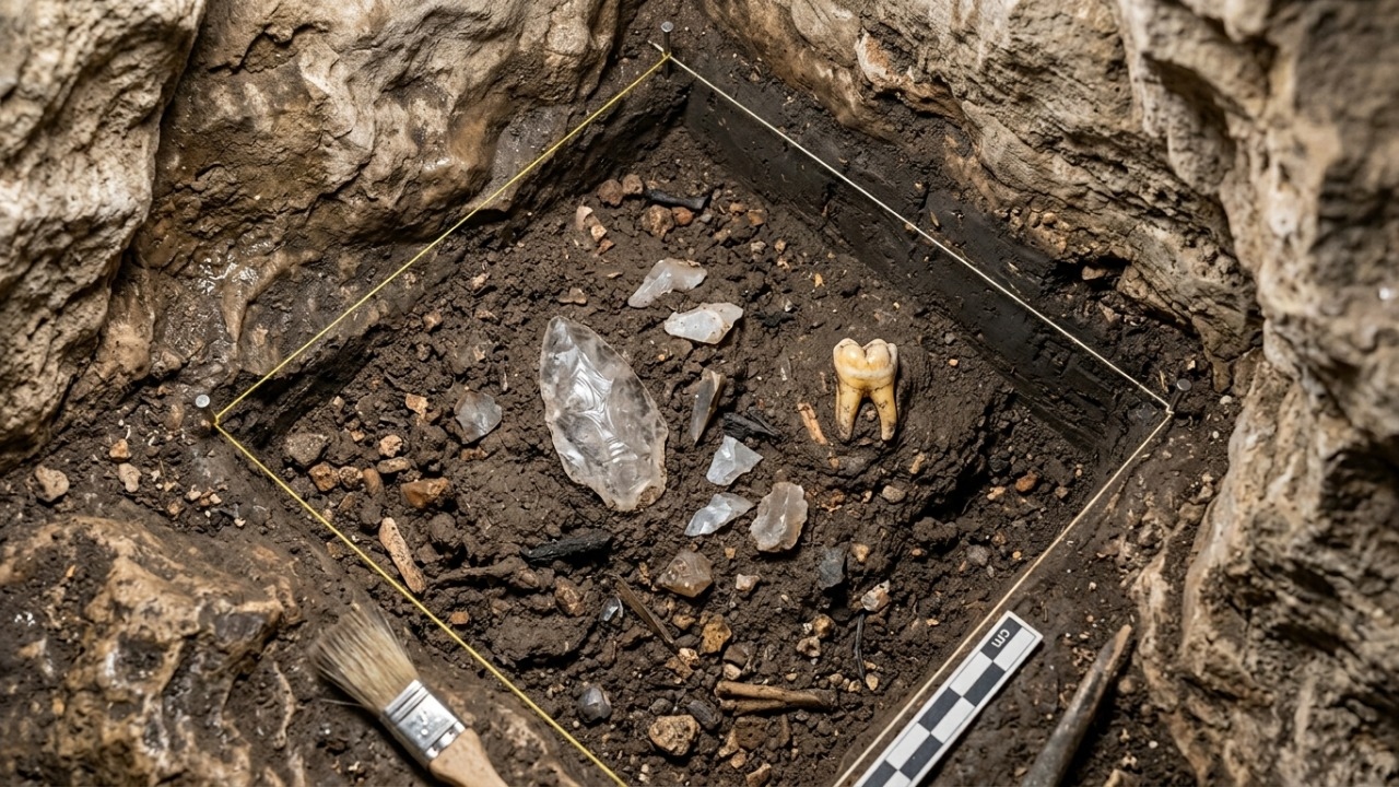 Artefato transparente de quartzo funcionava como raspador feito por neandertais.