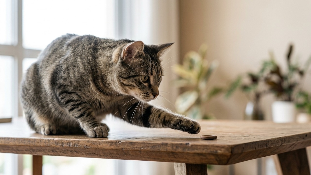 Investigar itens usando as patas ajuda o felino a entender texturas.
