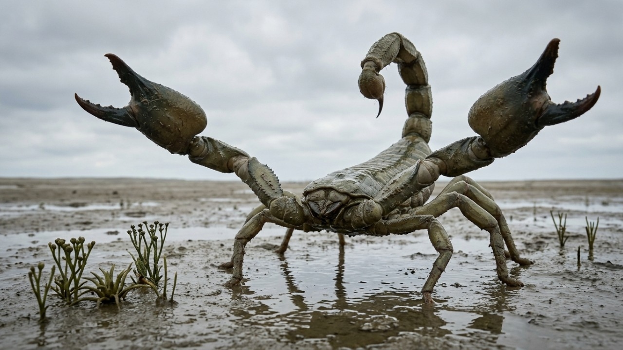 Praearcturus gigas possuía pinças poderosas e figura como o maior escorpião já registrado.