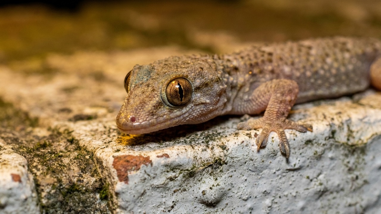 A presença de lagartixas indica um ambiente doméstico saudável e livre de químicos agressivos.