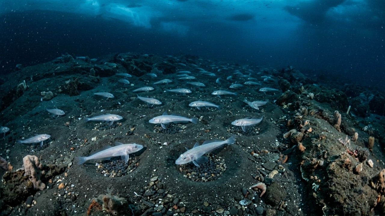 Colônia de milhões de ninhos revela a impressionante adaptação da vida marinha em águas polares.