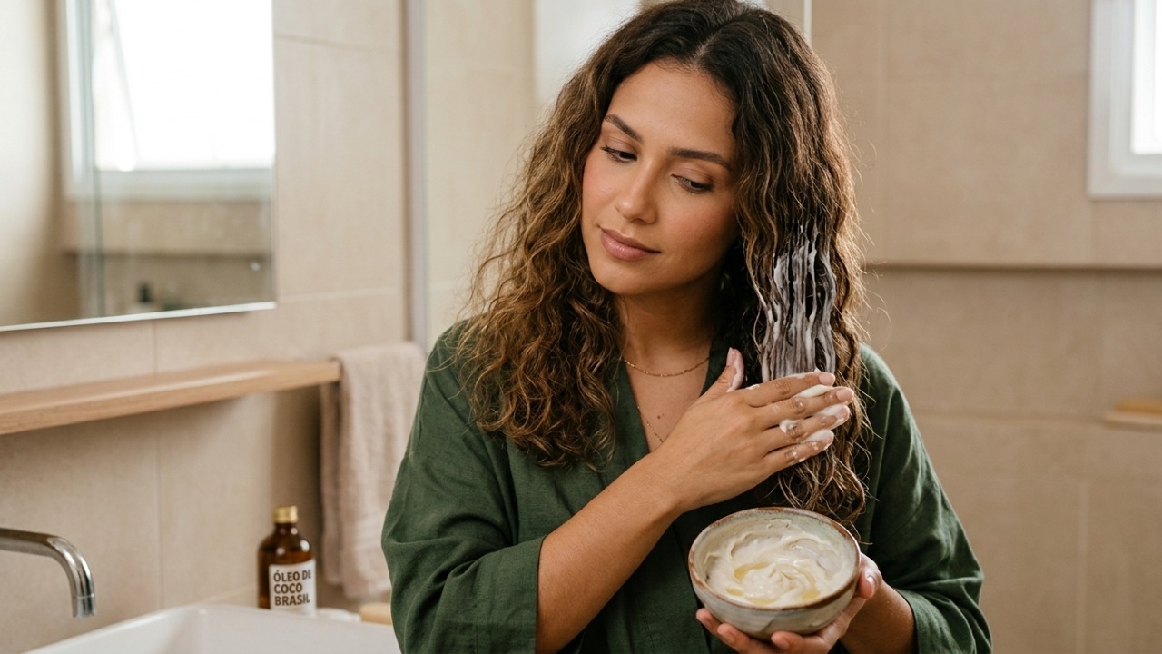 Combinação nutritiva melhora o toque áspero sem pesar o cabelo.