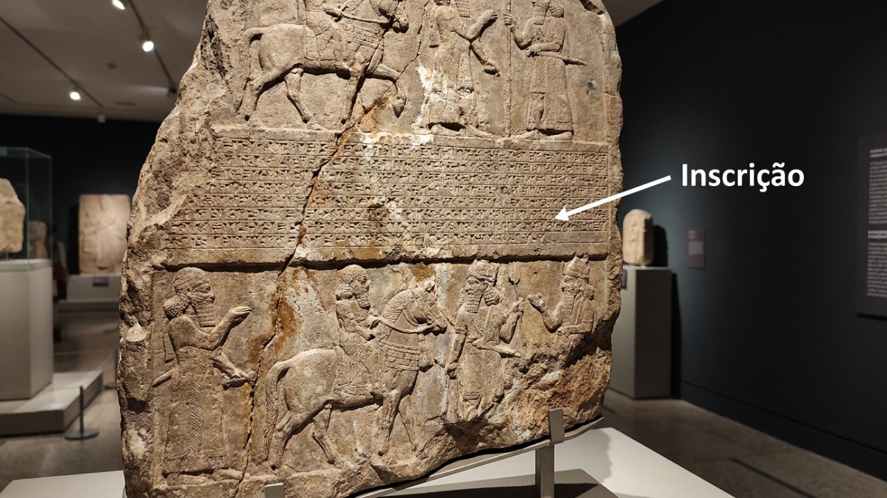 O posicionamento estratégico da estela no Portão de Shamash reforçava a autoridade do monarca mesopotâmico.