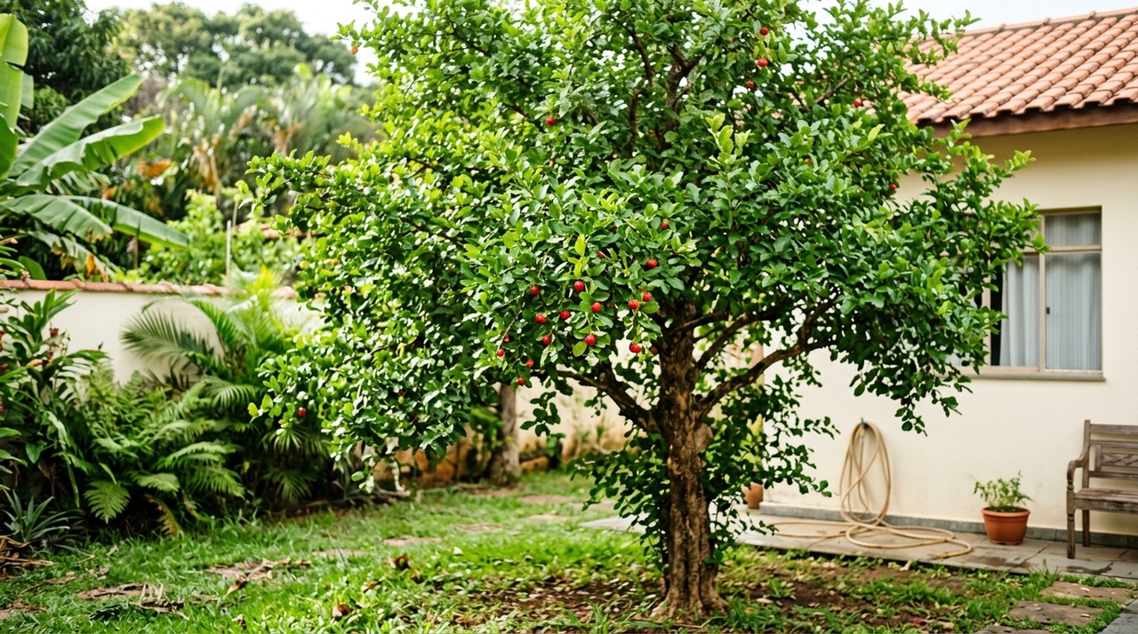 A aceroleira precisa de boa disponibilidade de luz para manter um crescimento vigoroso e sustentar processos relacionados à floração e à formação dos frutos.