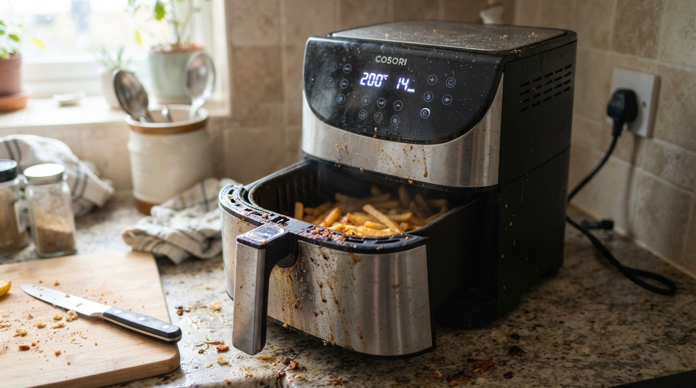 A air fryer utiliza circulação de ar quente para preparar os alimentos, e o funcionamento do ventilador interno naturalmente produz algum ruído.