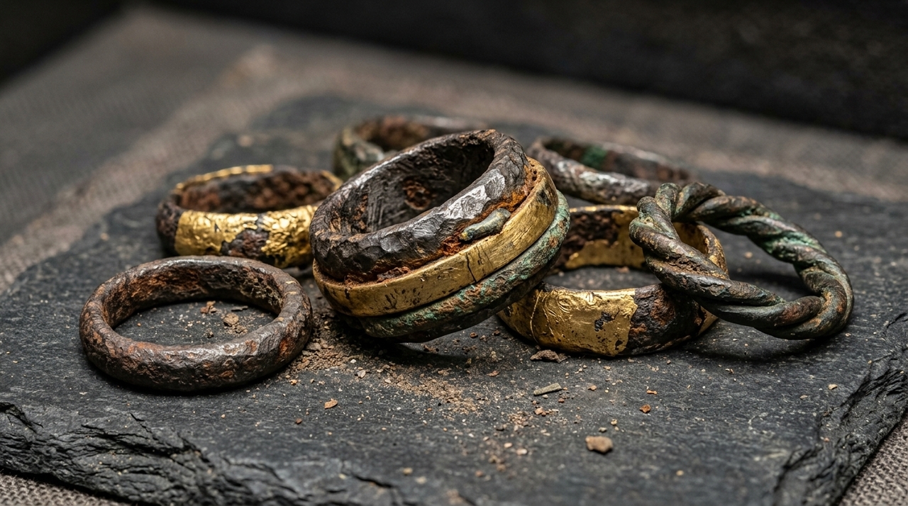 Todos os objetos ricos em níquel identificados eram anéis ou fragmentos de anéis, alguns provavelmente usados como sinetes.