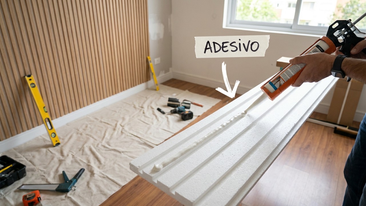 A instalação prática do painel ripado garante um acabamento sofisticado e durável para a residência.