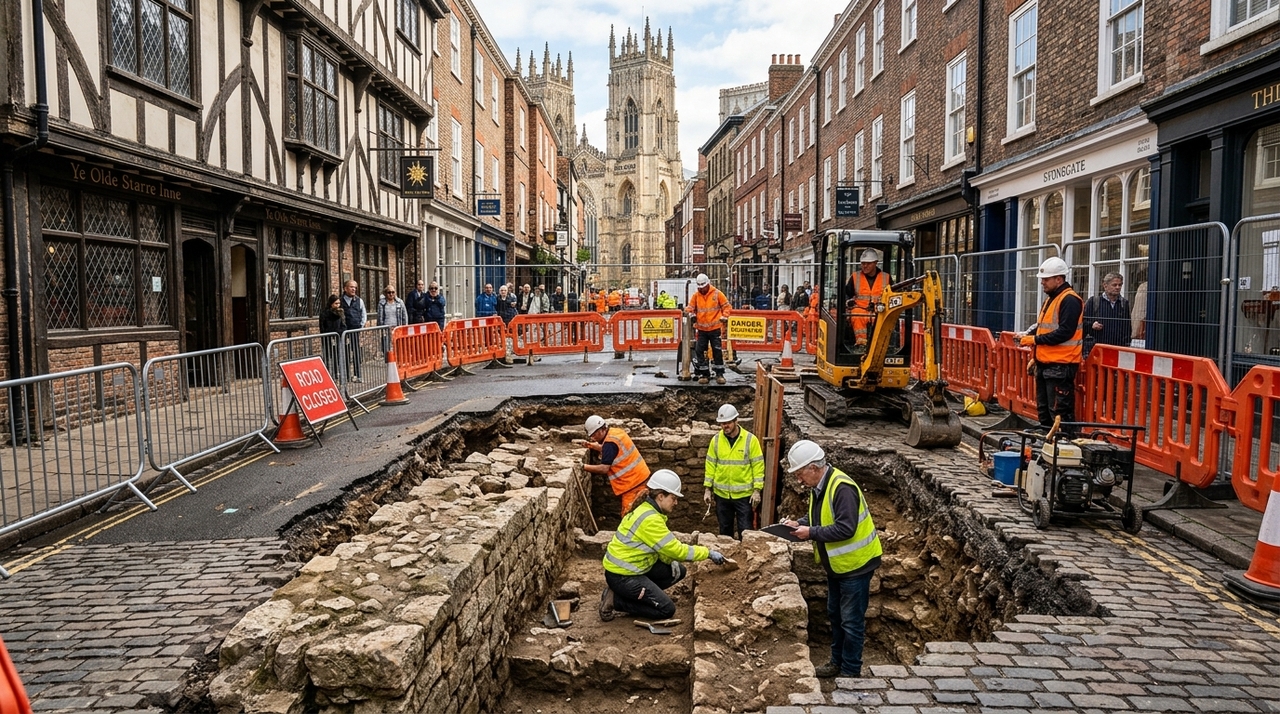 O buraco apareceu em St Leonard’s Place, uma área movimentada próxima ao centro histórico