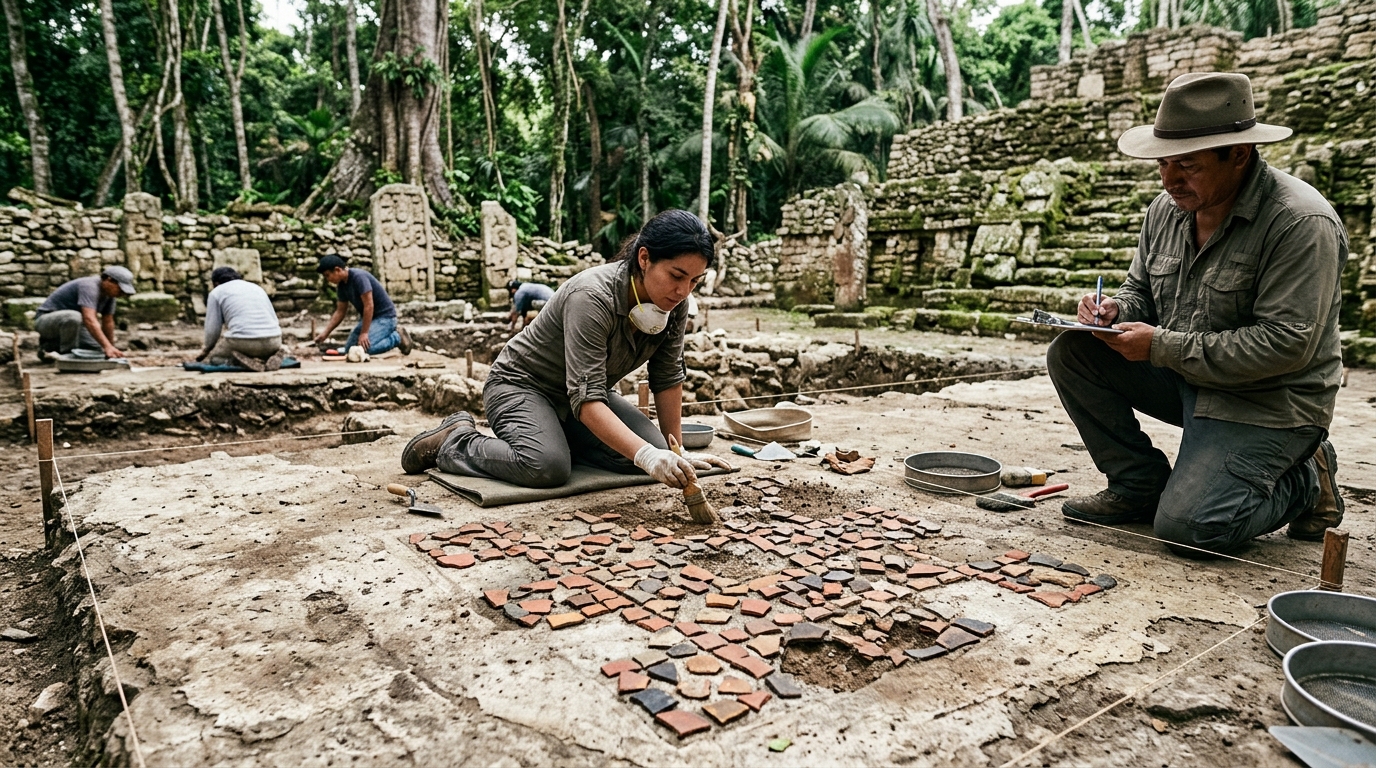 O achado apareceu em Naachtun, antiga cidade maia no norte de Petén, Guatemala.