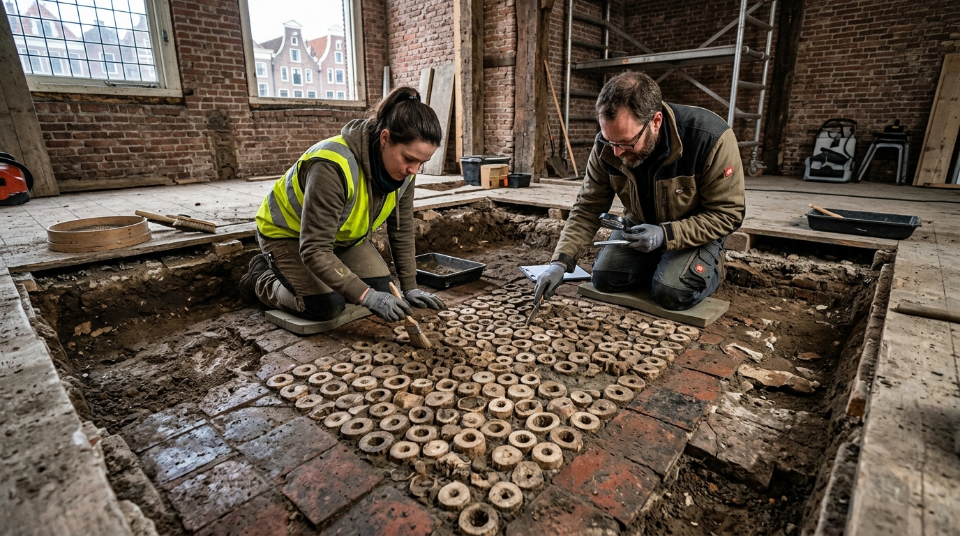 A descoberta ocorreu em dezembro de 2024 no imóvel da Achterdam 7, em uma área histórica de Alkmaar