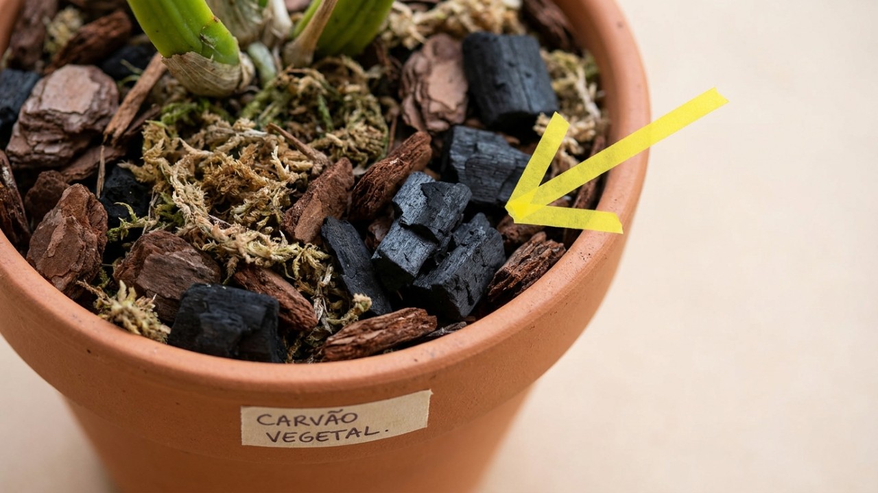 A drenagem eficiente proporcionada pelo carvão impede o acúmulo de líquidos e mantém a vitalidade da planta.
