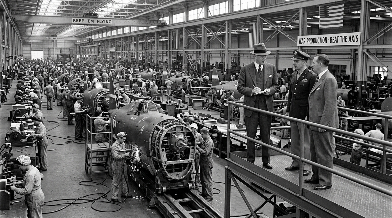 Em maio de 1940, enquanto as forças alemãs avançavam pela Europa Ocidental, Franklin D. Roosevelt convocou Knudsen, então presidente da General Motors.