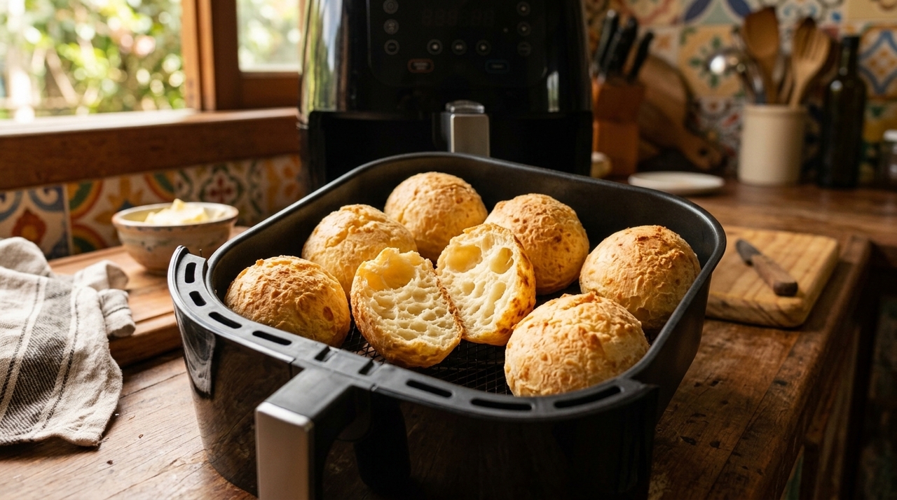 O pré-aquecimento faz com que o pão de queijo encontre uma temperatura estável assim que entra no cesto.