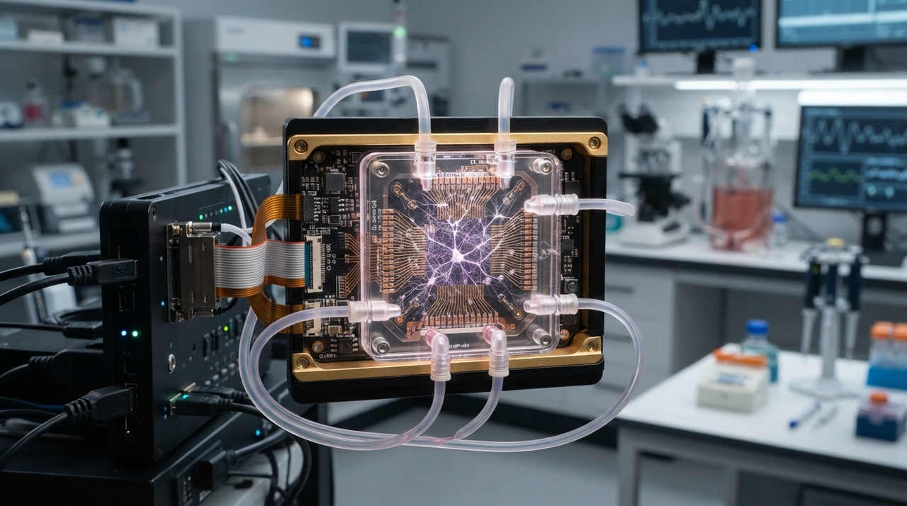 O sistema funciona integrando tecidos celulares cultivados em laboratório diretamente sobre chips de silício equipados com microeletrodos