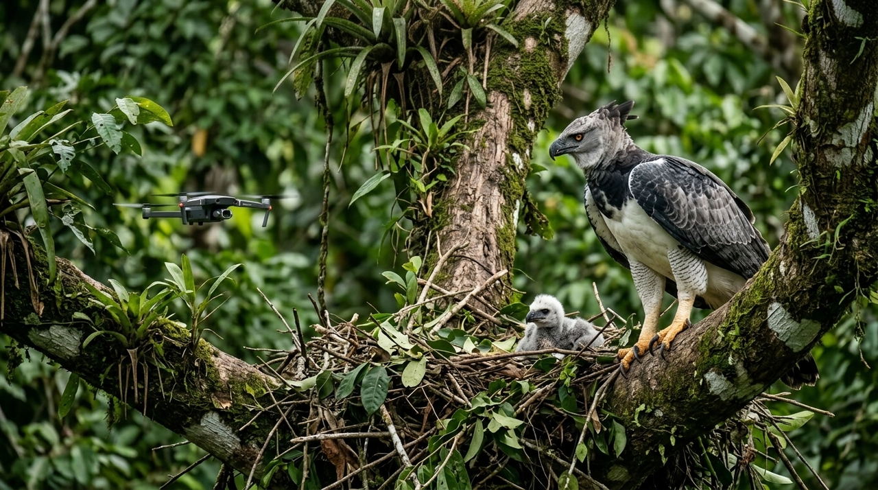 O sobrevoo de equipamentos tecnológicos em locais de difícil acesso revela comportamentos peculiares na fauna nativa