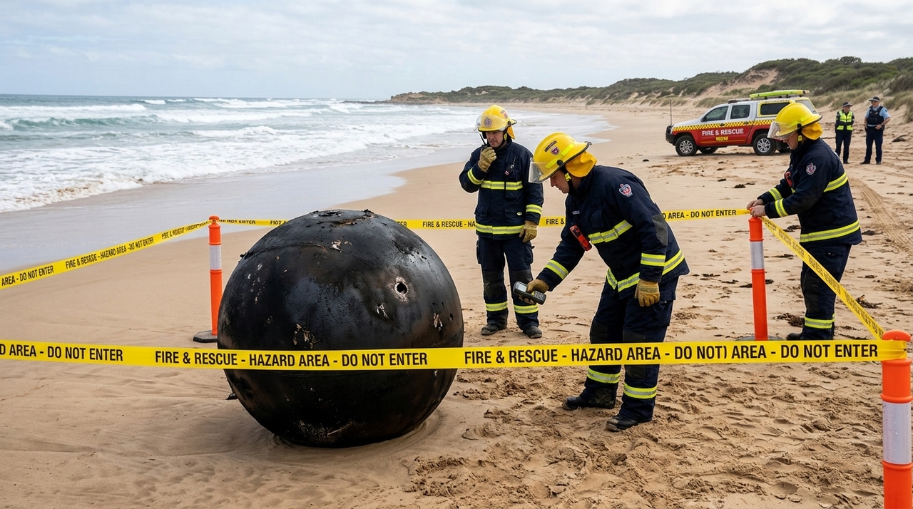 A primeira esfera apareceu perto da água em um trecho tranquilo da praia, na região de Ingham.