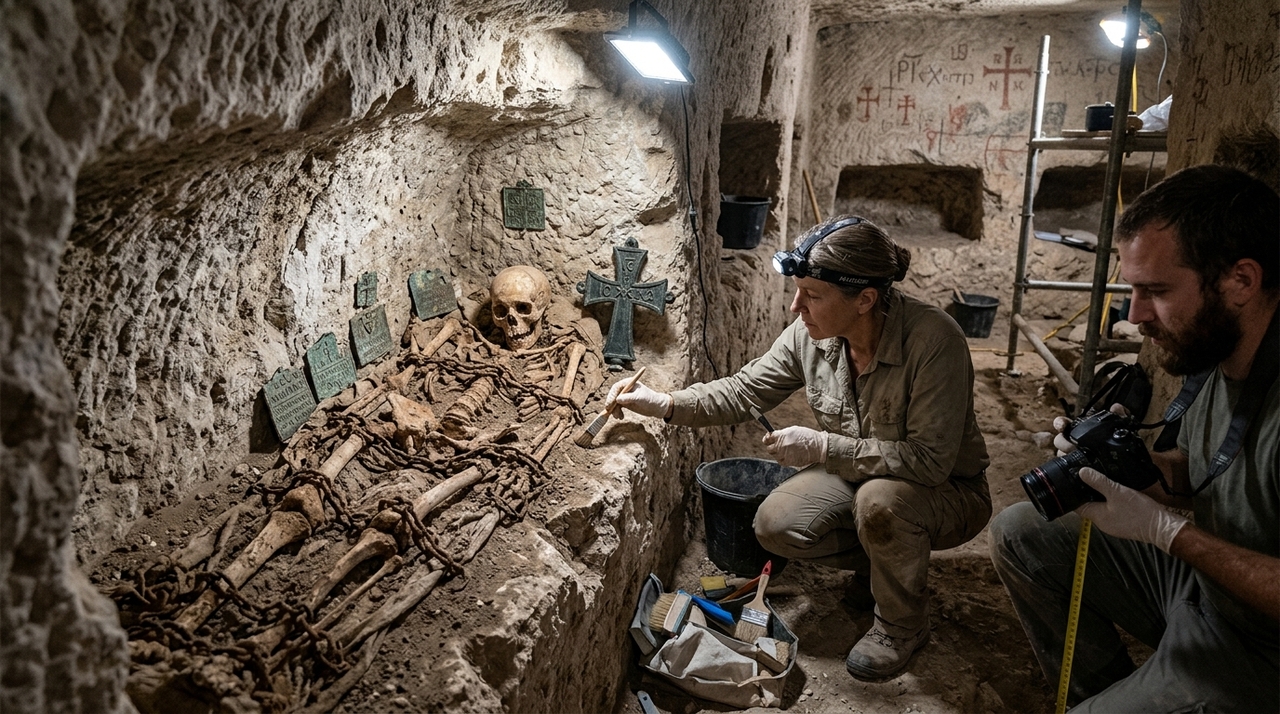 Os restos foram encontrados em Khirbat el-Masani, aproximadamente três quilômetros a noroeste da Cidade Velha de Jerusalém.