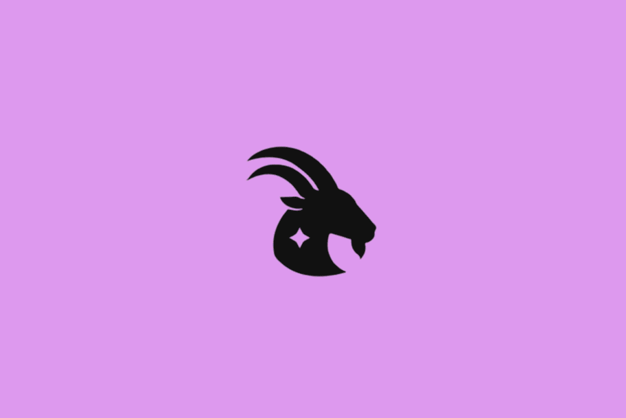 Símbolo do signo de Capricórnio em preto com uma estrela em fundo roxo
