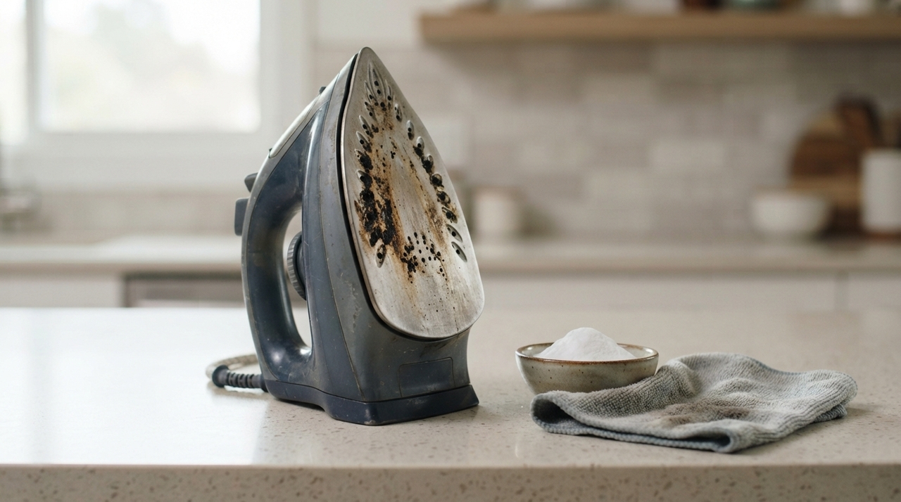 Com o ferro completamente frio e fora da tomada, misture bicarbonato com uma quantidade pequena de água até formar uma pasta espessa.