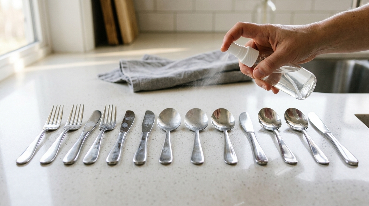 O ideal é usar vinagre branco comum, colocado em um borrifador limpo