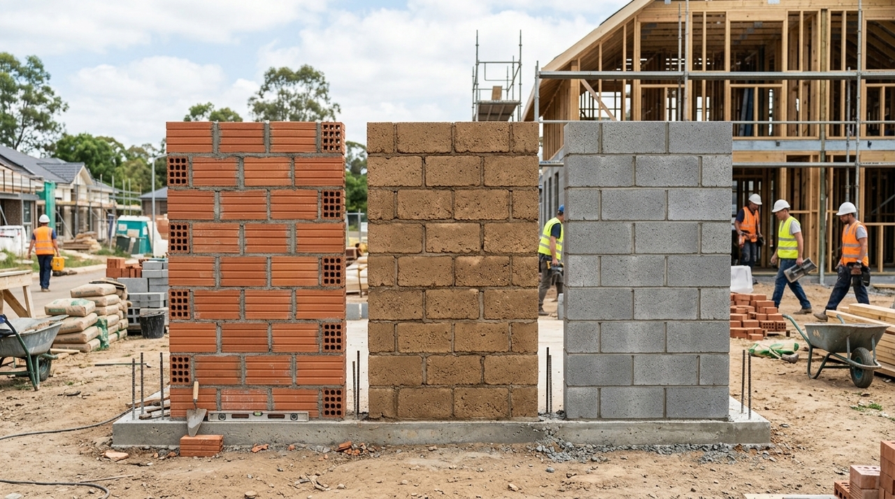 Para uma residência convencional, o tijolo cerâmico oco costuma oferecer uma combinação favorável entre peso, facilidade de manuseio e isolamento.