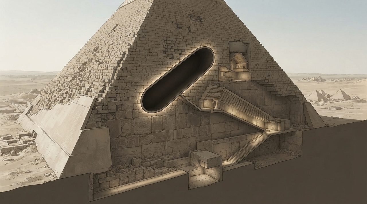 A estrutura denominada ScanPyramids Big Void representa um corredor com mais de trinta metros de comprimento