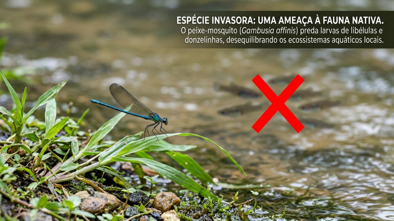 A espécie exótica desequilibrou a teia alimentar dos ecossistemas aquáticos locais.