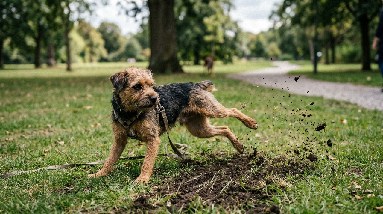 O comportamento é chamado de ground scratching e aparece em cães domésticos e outros canídeos.