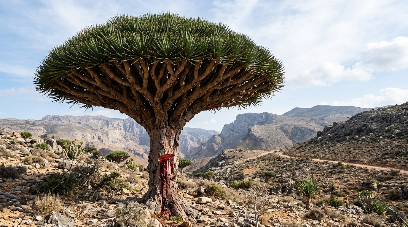 A coloração característica está relacionada à presença de compostos naturais na resina produzida pela planta.