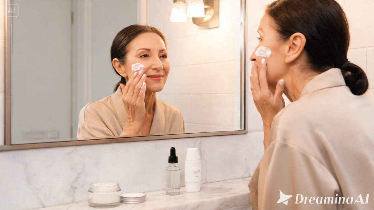 Veja como adaptar a rotina de cuidados com a pele após os 50 com limpeza suave, hidratação reforçada e proteção solar para pele madura.