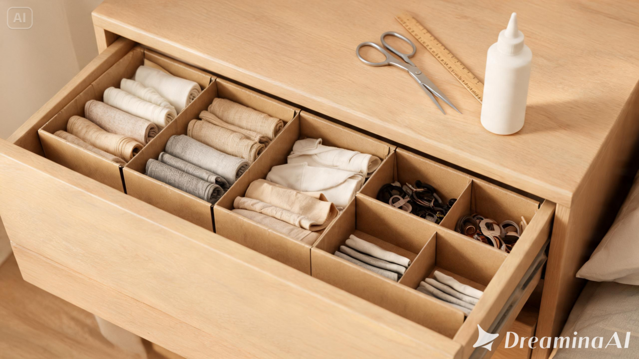Antes de jogar caixas no lixo, veja como elas podem virar organizadores de gavetas práticos, personalizados e perfeitos para qualquer ambiente.