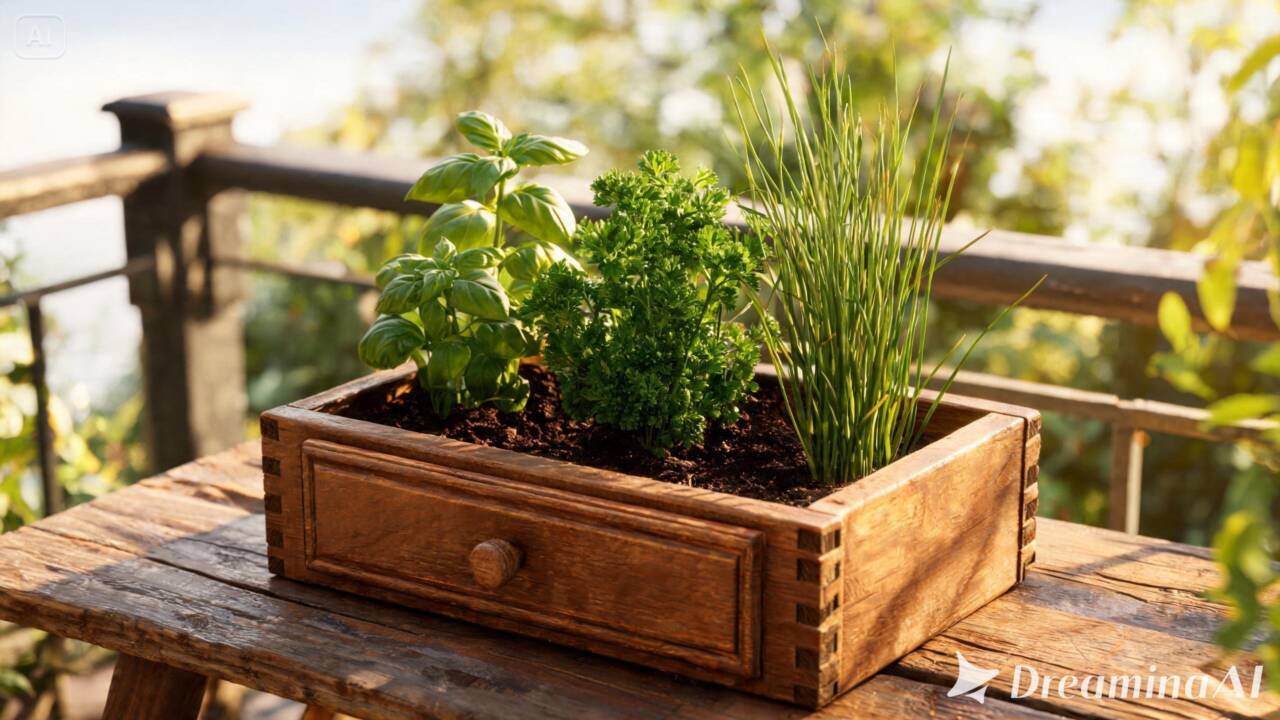 Tem uma gaveta antiga guardada? Veja como reaproveitar a peça para cultivar manjericão, cebolinha, salsa e outras ervas em casa.