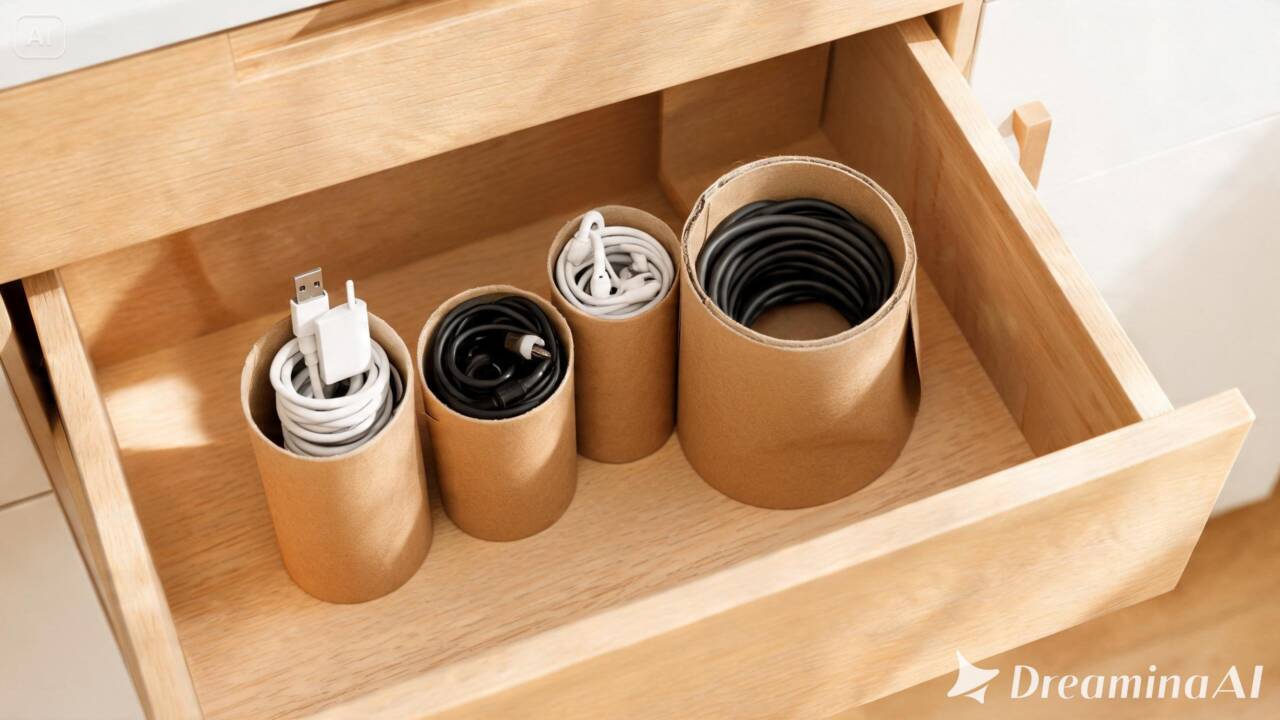 O rolo de papel vazio pode ganhar uma nova função na organização da casa. Veja como criar divisórias para gavetas e caixas sem gastar.