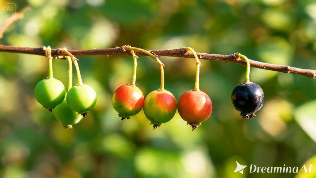 A cor da fruta pode mudar antes do amadurecimento completo. Entenda a influência da clorofila, carotenoides e antocianinas nesse processo.