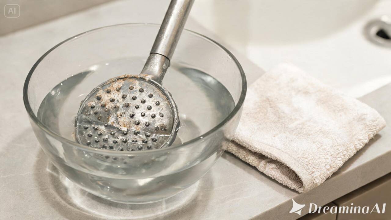 Aprenda como limpar o chuveiro com uma mistura de vinagre branco e água para ajudar a remover resíduos minerais e melhorar o fluxo do jato.
