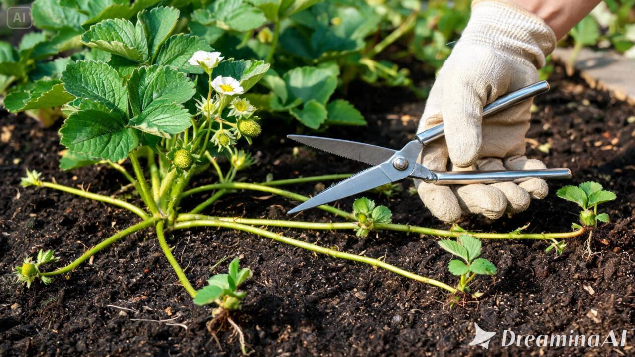 Aprenda a identificar os estolhos do morangueiro e entenda como o manejo desses brotos pode mudar conforme o objetivo do cultivo.
