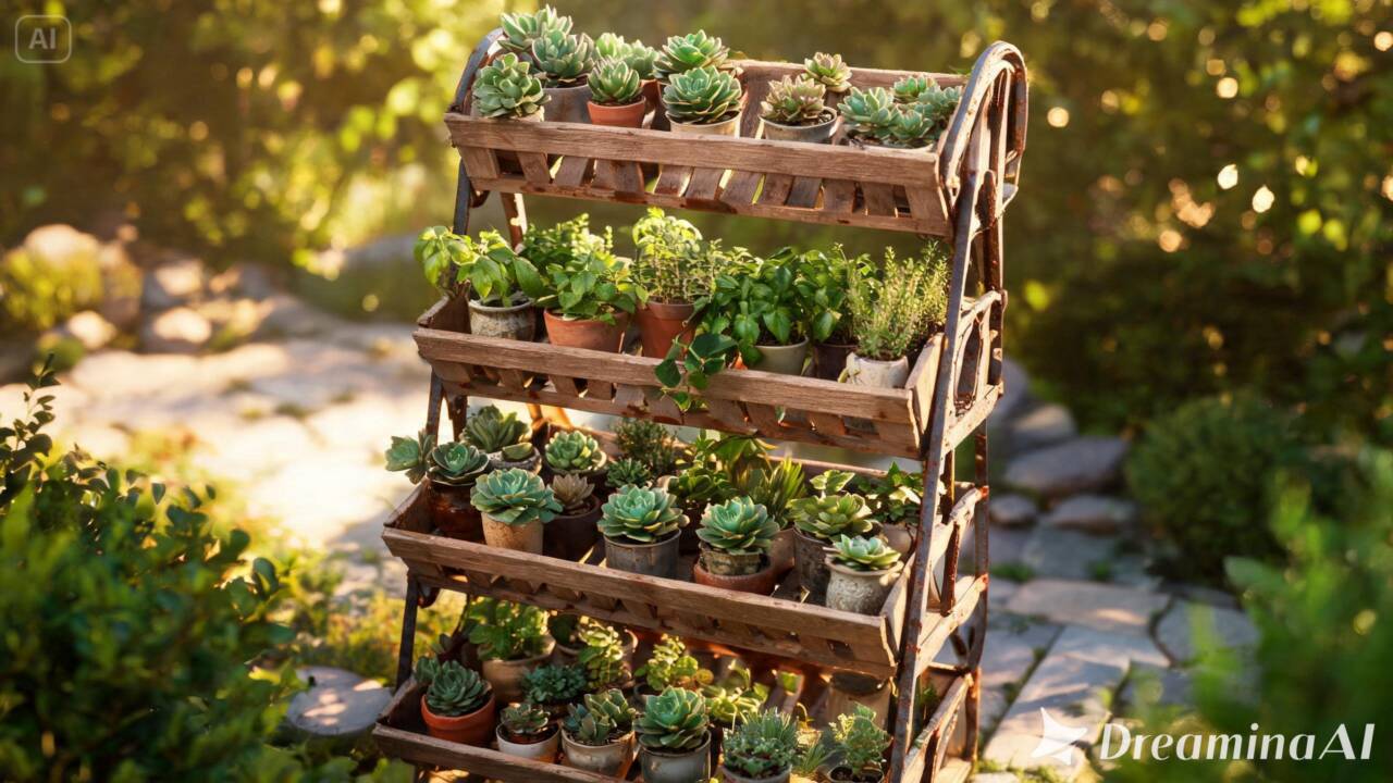 Uma fruteira sem uso pode virar um jardim vertical. Veja como preparar a peça e distribuir os vasos com segurança.