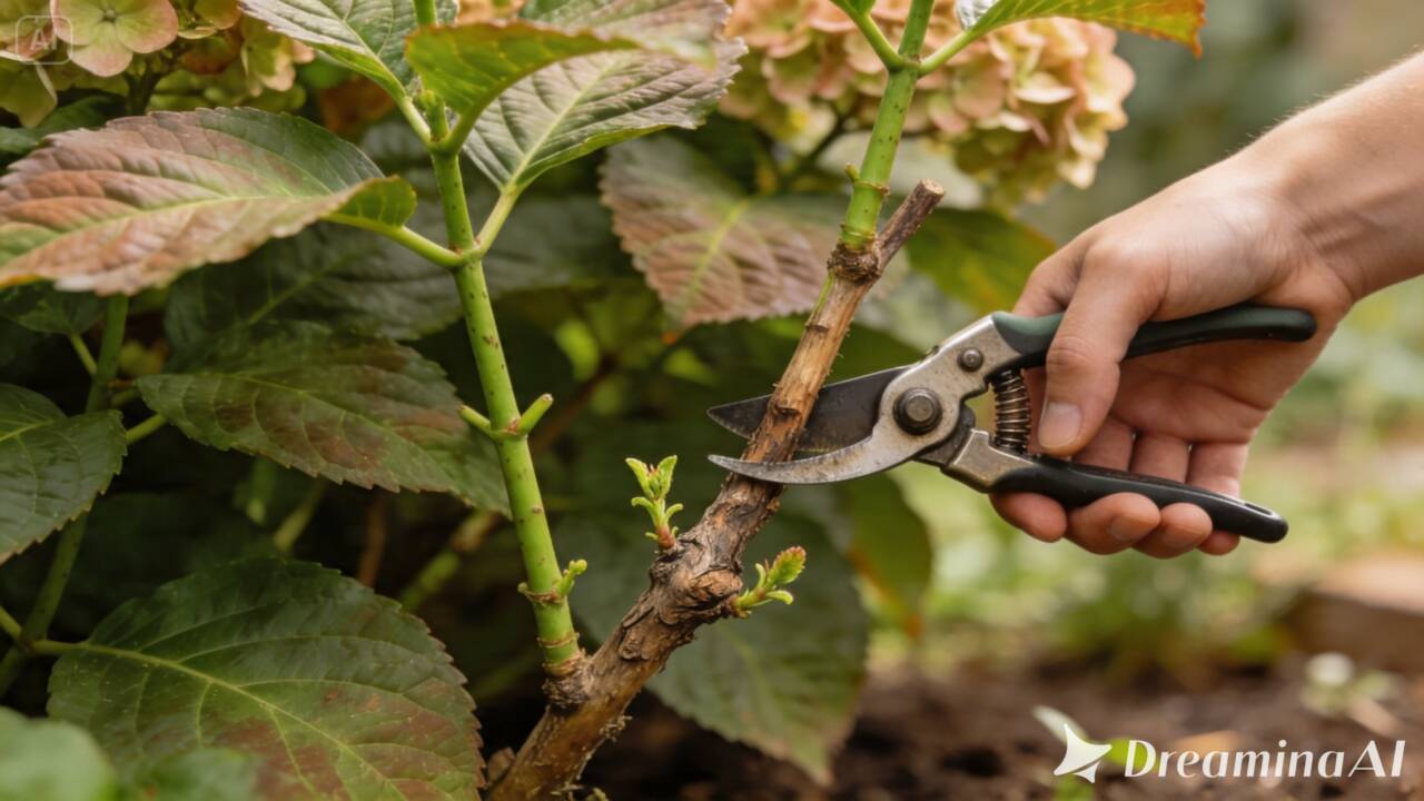 A poda pode fazer a hortênsia perder flores? Entenda a diferença entre madeira velha e nova e por que isso muda o momento do corte.