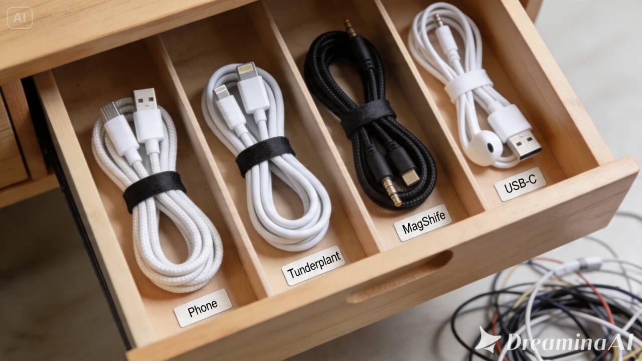 Organizar cabos pode ser mais simples do que parece. Veja como identificar cada fio, separar por função e evitar que os carregadores fiquem embolados.