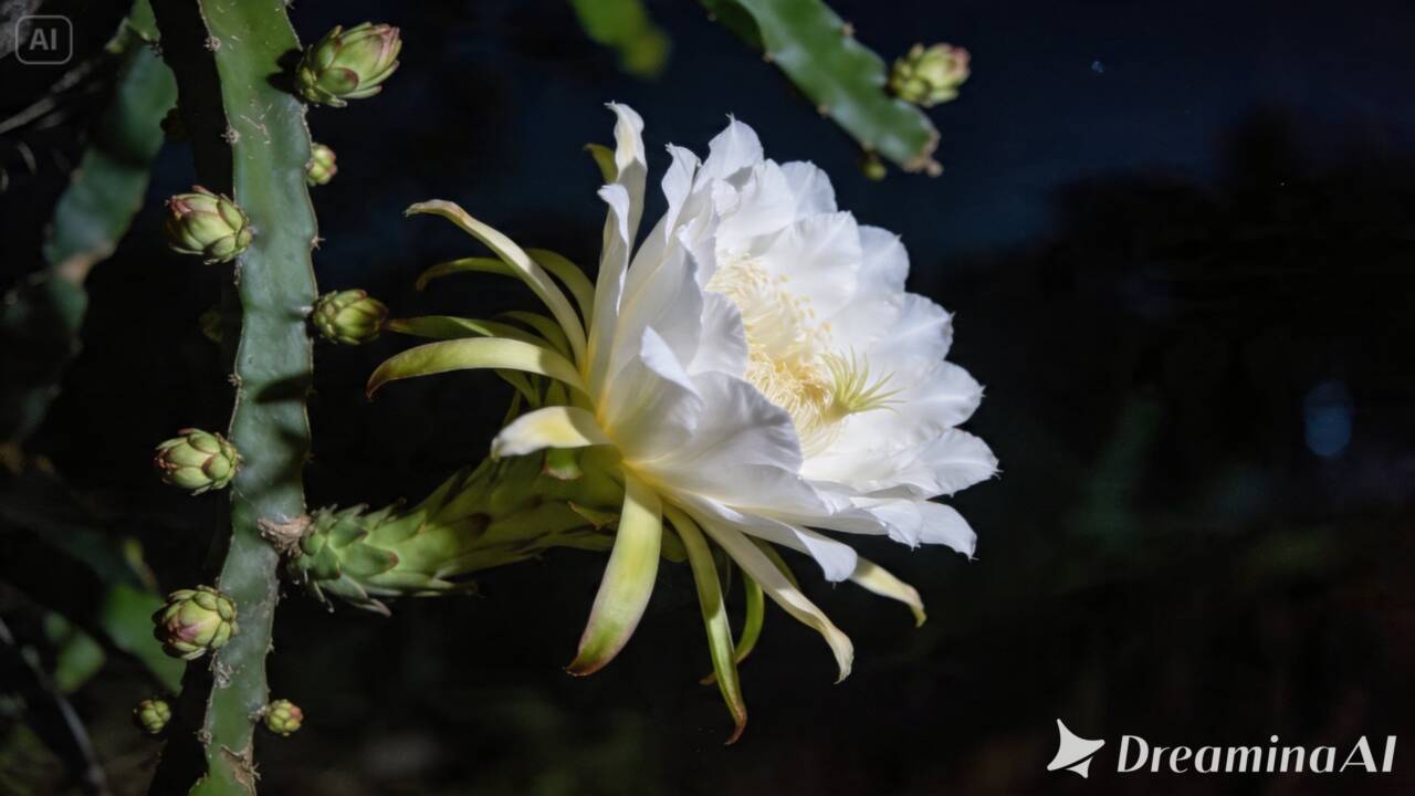 A flor branca da pitaia se abre ao anoitecer e pode fechar no dia seguinte. Veja por que isso acontece e como ajuda na reprodução.