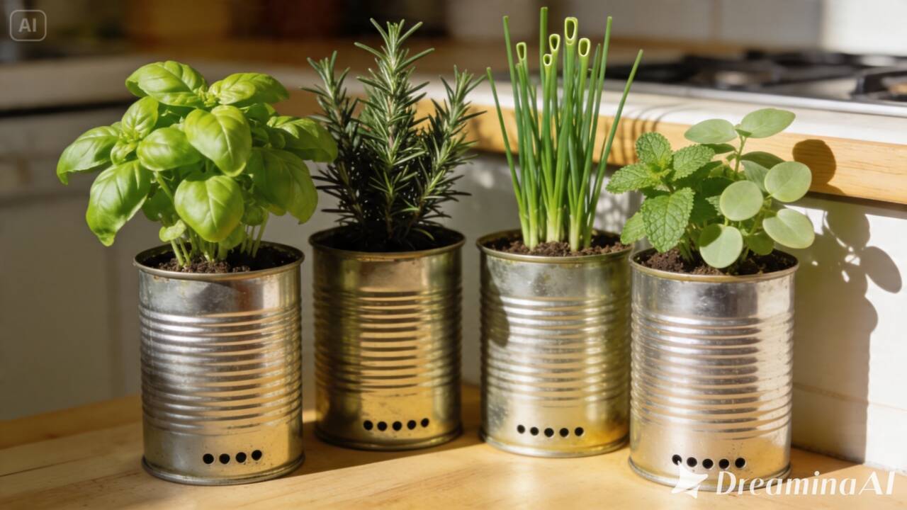 Uma lata vazia pode ganhar nova função na cozinha: veja como transformá-la em vaso para cultivar temperos e montar uma pequena horta em casa.