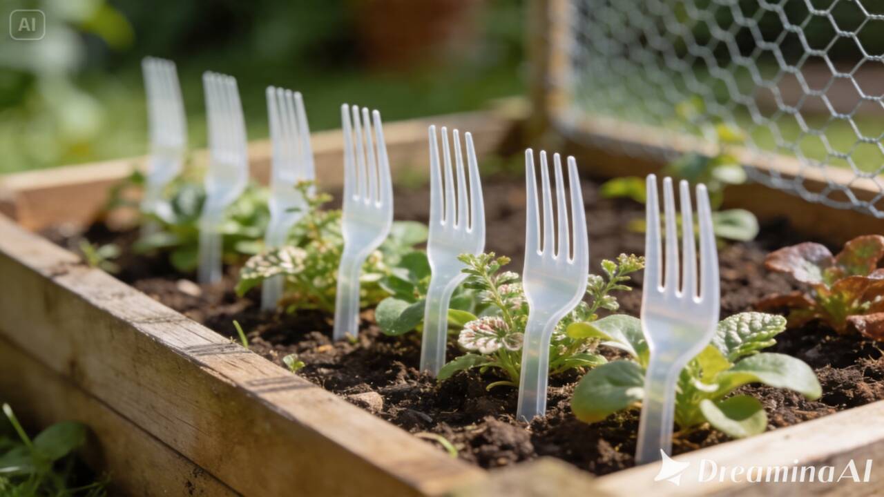 Garfos de plástico enterrados na terra podem cumprir uma função simples no jardim. Veja para que servem e quando o truque pode ser útil.