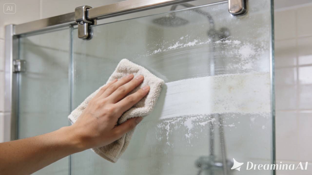 Marcas de água podem deixar o box opaco. Aprenda uma forma simples de limpar o vidro e evitar riscos durante a remoção dos resíduos.
