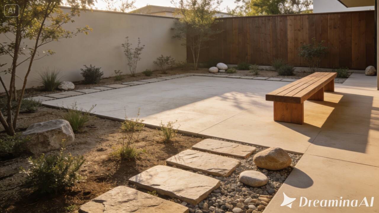 Seu quintal não precisa ter plantas em todos os cantos. Veja como combinar vegetação, pedra e madeira para criar um espaço mais funcional.