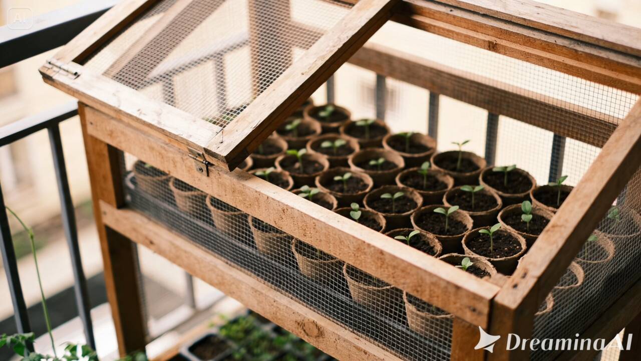 Muda recém-plantada precisa de proteção? Saiba como montar um pequeno viveiro com madeira, tela e materiais reaproveitados sem bloquear a luz.