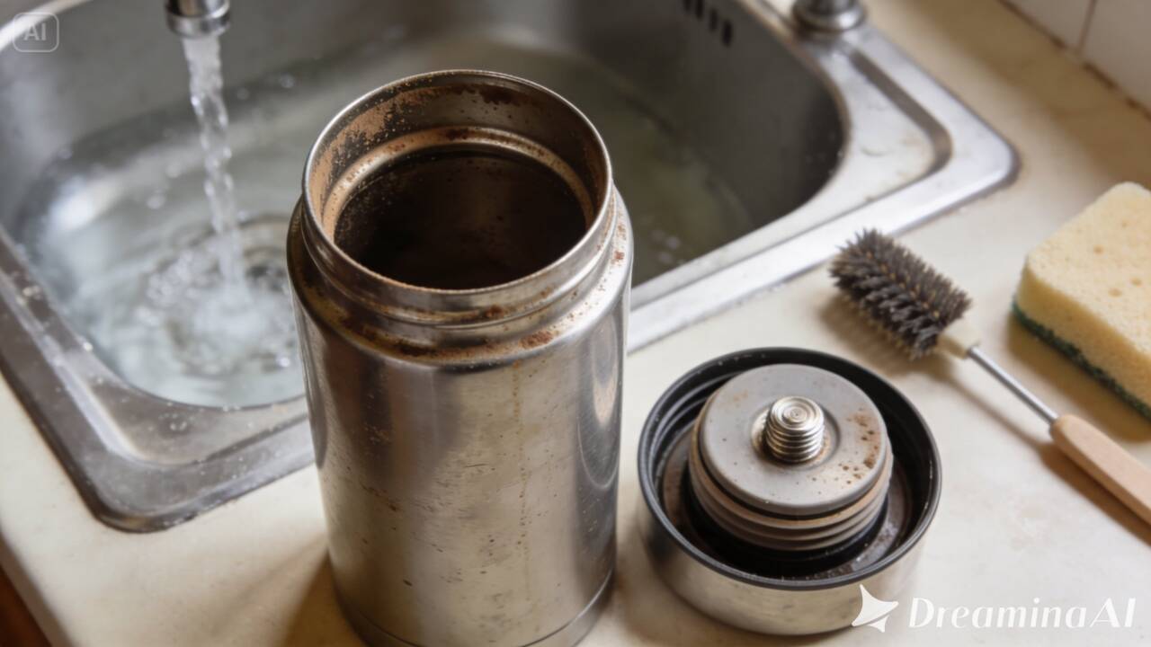 Veja por que o café pode deixar gosto na garrafa térmica e como lavar o recipiente logo após o uso ajuda a evitar resíduos difíceis de remover.