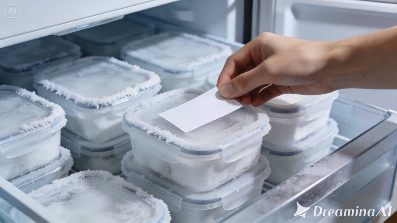 Potes iguais podem dificultar a identificação dos alimentos no freezer. Saiba como usar nome, data e organização para encontrar cada preparação com facilidade.