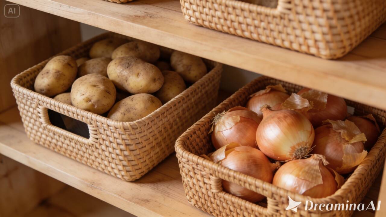 A forma de guardar batatas e cebolas pode influenciar sua conservação. Saiba onde colocar cada alimento e por que a ventilação é tão importante.