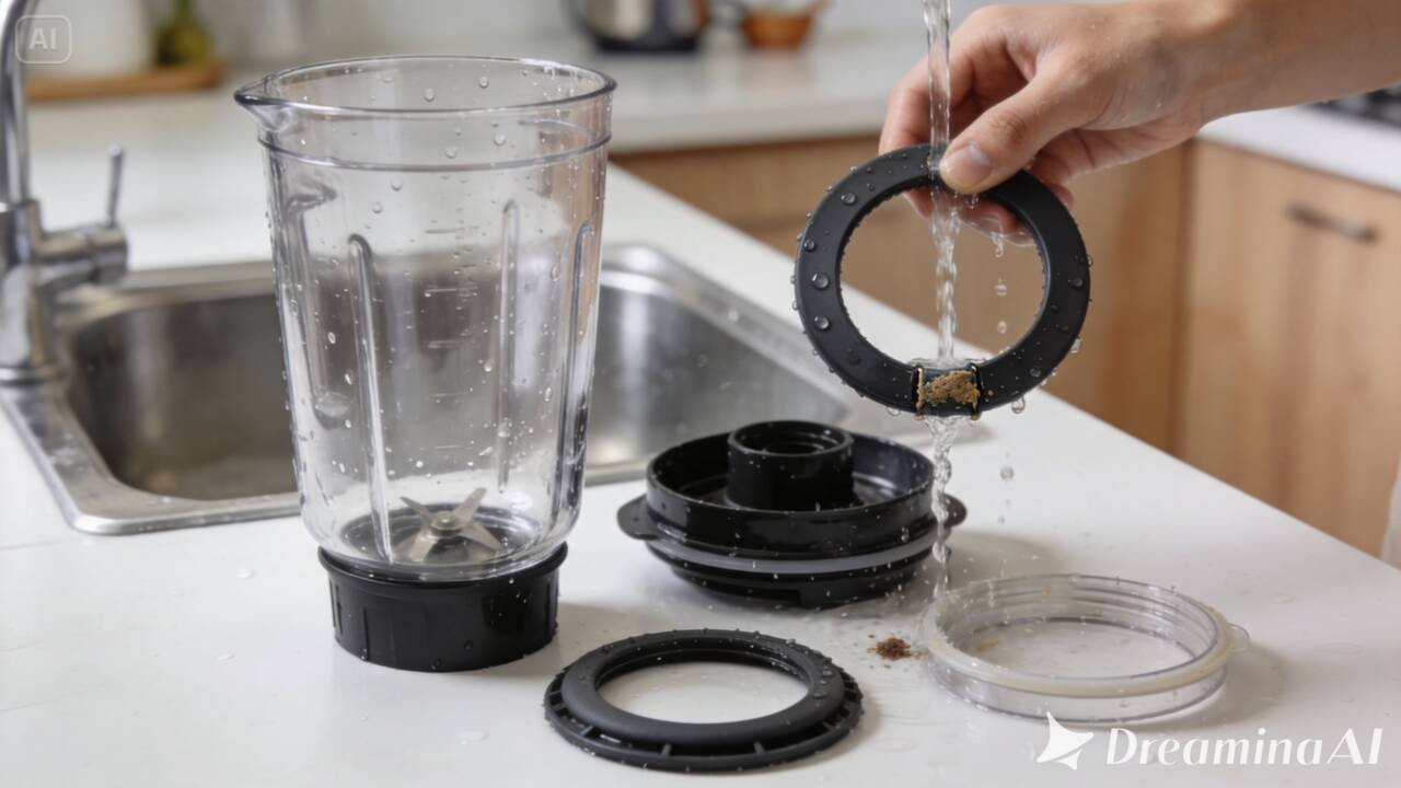 A lavagem do copo nem sempre alcança as junções do liquidificador. Entenda como resíduos podem ficar presos na borracha e quais cuidados ajudam na limpeza.
