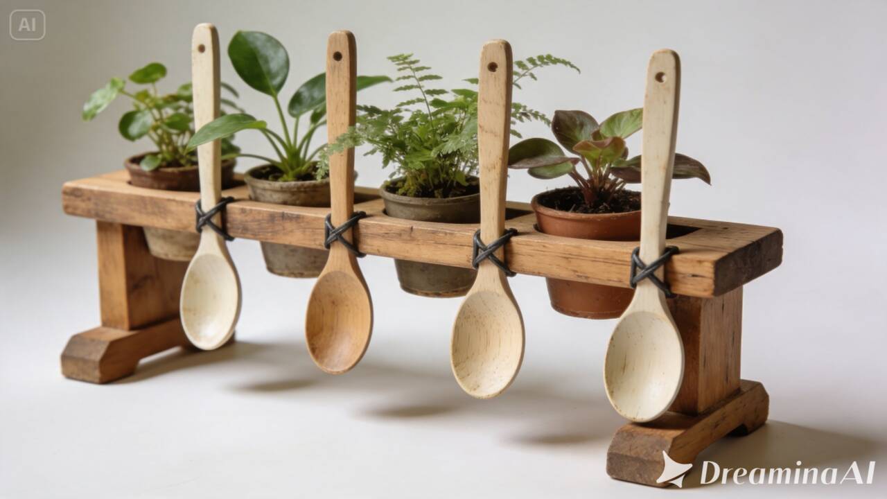 Colheres de madeira antigas podem virar parte de um suporte para vasos. Confira os materiais necessários e como montar a estrutura com segurança.